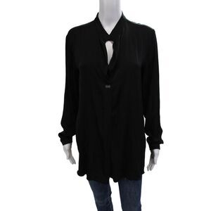 Beate Heymann Womens Long Sleeve V Neck Blouse Black Size 8